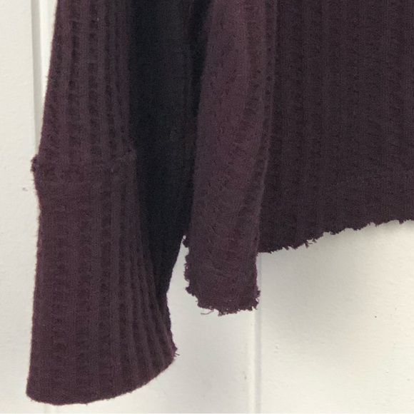 Free People Womens Juicy Waffle Knit Top Surplice Back Cowl Neck Small - Picture 6 of 10